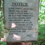 Sign warning of steep trail section ahead