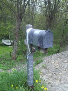 Duct tape can fix anything! Mailbox found along W. River Rd (photo credit: Timothy Oefelein)