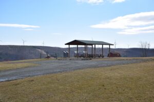 Pavilion and sign boards constructed by Energy company for Howard Wind Farm on top of Spencer Hill - FLT M10