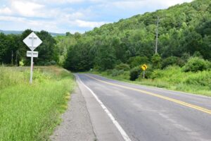 Looking east on Webbs Crossing Road (CR 66)
