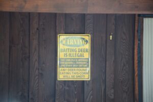 Humorous hunting sign found on a hunting cabin between Delude Hill Rd and Fox Hill Rd