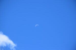 The moon in the blue sky