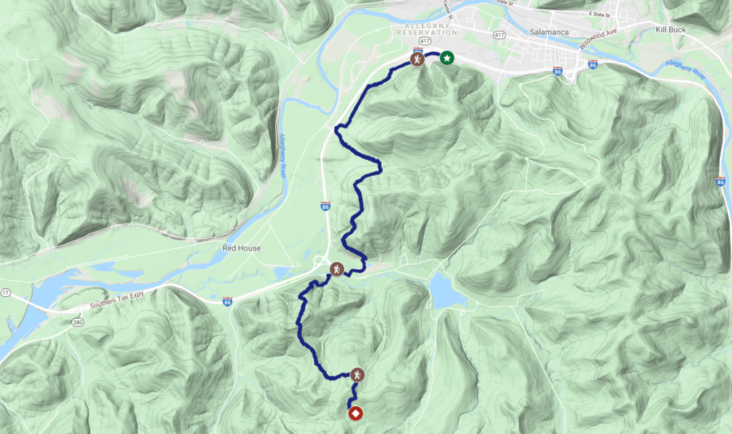 FLT Map: NY 417 (M2) west to ASP Blue Trail Junction (M1)